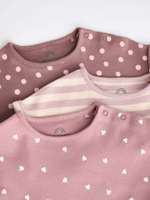 Боди с коротким рукавом для малышей Next B57-324, 3 шт., Бежевый, Розовый, Коричневый