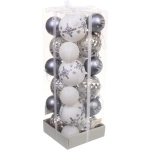 Набор шаров «Snow shine» 7 см + 5 см (24 предмета), Графит/Белый