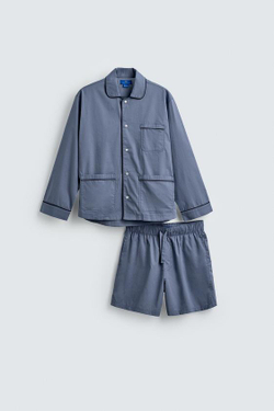 ZARA Х AARON LEVINE ПИЖАМНЫЙ КОСТЮМ С ШОРТАМИ, НЕБЕСНО-ГОЛУБОЙ