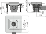 Сливной трап AlcaPlast APV130 из нержавеющей стали 130x130 мм