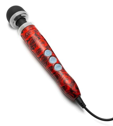 Красно-черный жезловый вибратор Doxy Die Cast 3 с розами