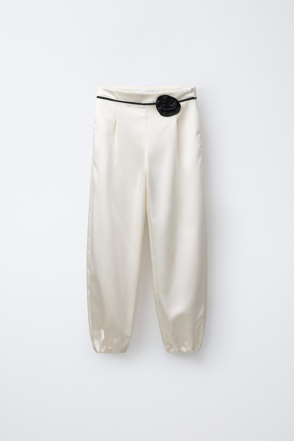 ZARA БРЮКИ С ЦВЕТКОМ, ЭКРЮ