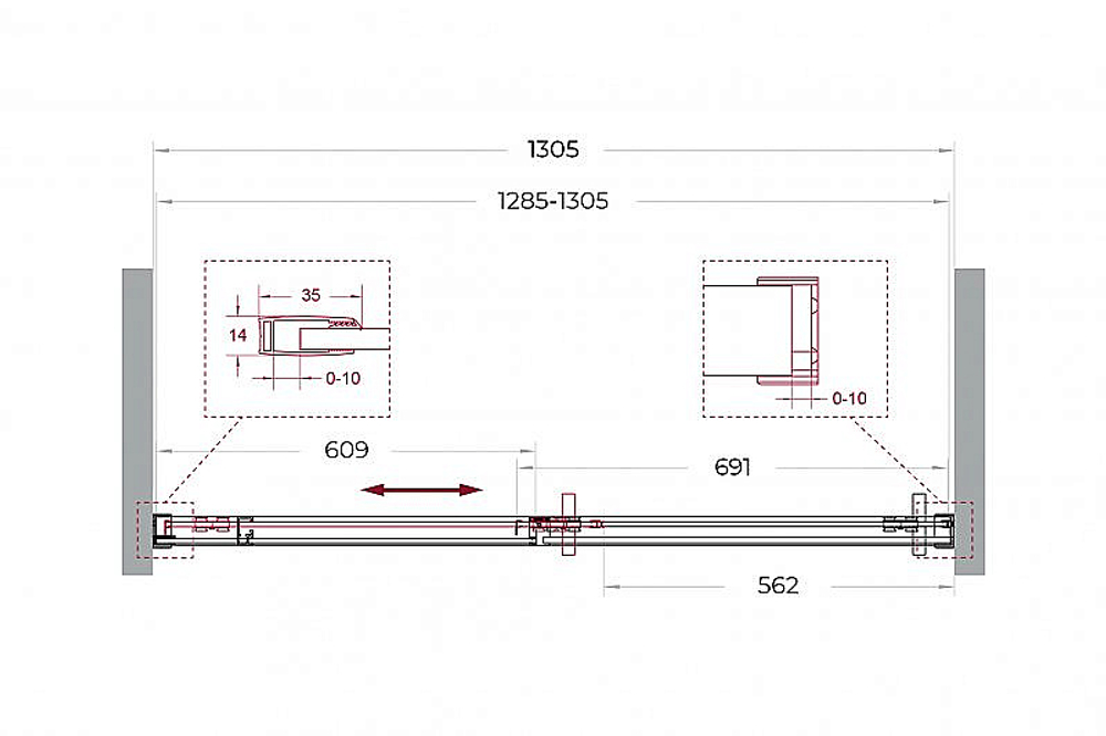 Душевая дверь BelBagno SOFT_CLOSE-1-BF-1-130-C-GM 130 стекло прозрачное/профиль оружейная сталь
