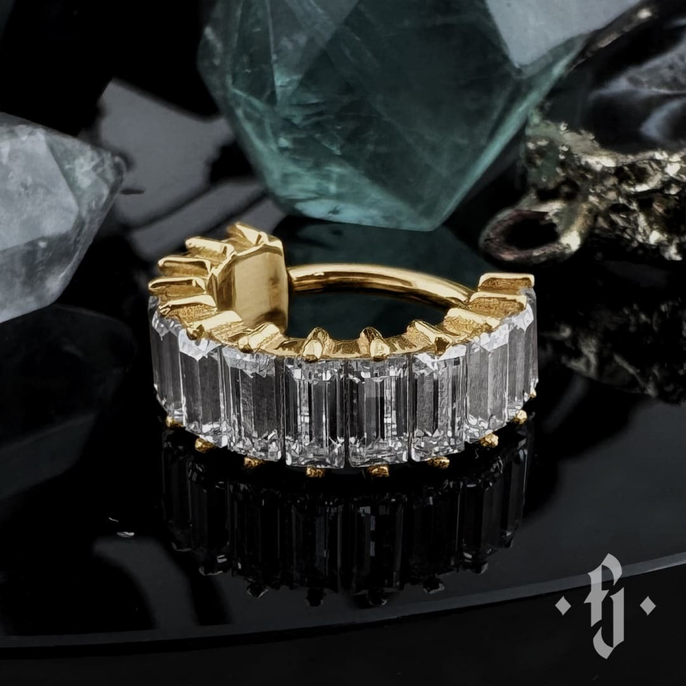 Кликер "Idol" - Желтое золото - White CZ