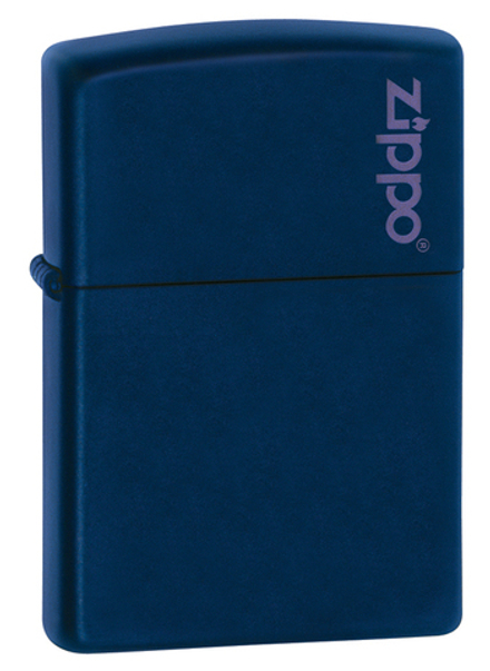 Зажигалка Zippo Navy Matte Logo, латунь/сталь, синяя с фирменным логотипом, матовая, 36x12x56