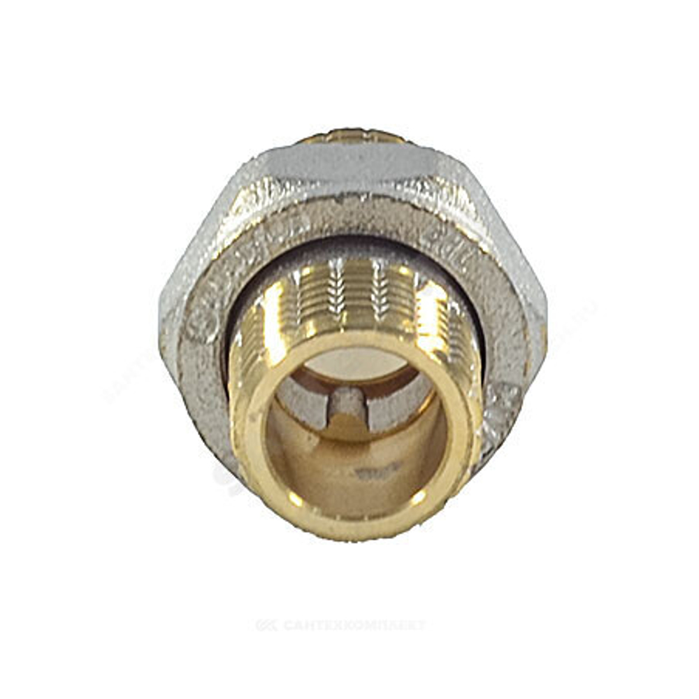 Соединитель латунь никель американка Ду 20 (3/4") прямой НР/НР 9014 ГОСТ 32585-2013 Aquasfera 9014-02