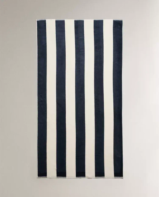 ZARA HOME ПЛЯЖНОЕ ПОЛОТЕНЦЕ В ШИРОКУЮ ПОЛОСКУ, ЭКРЮ