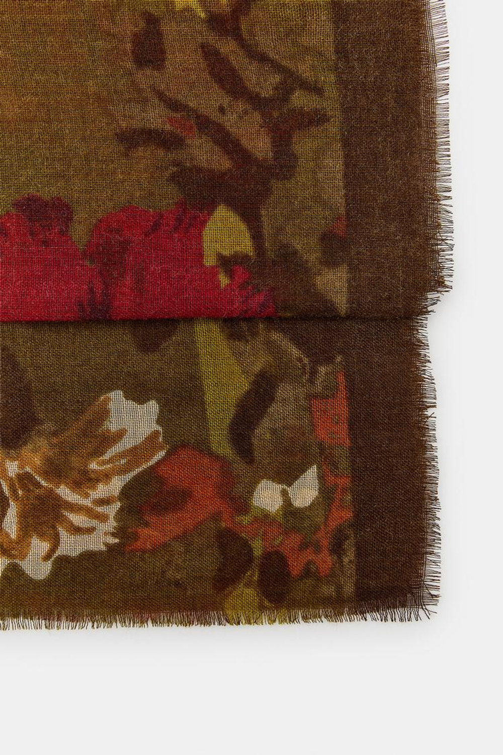 ZARA ПЛАТОК С ЦВЕТОЧНЫМ ПРИНТОМ, ХАКИ