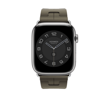Apple Watch Hermès 45mm Silver Stainless Steel Case with Kaki Kilim Single Tour