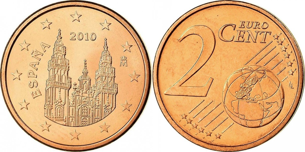 Испания 2 евроцента, 2010-2024 XF