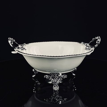 Lenardi 205-928 Глубокое блюдо 25см на ножках с ручками ATLANTIS в под.уп.(х8)Фарфор