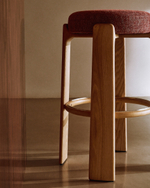 Granite Барный табурет из терракотового шенилла и массива ясеня в отделке орех 75 см