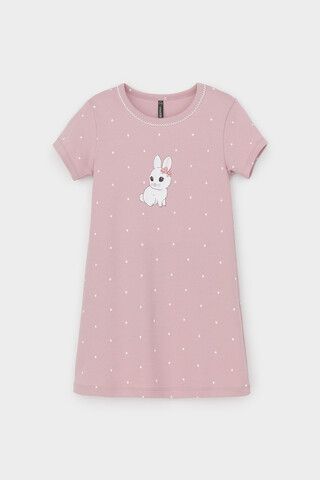 сорочка  для девочки  К 1155/розовый лед,мини сердечки