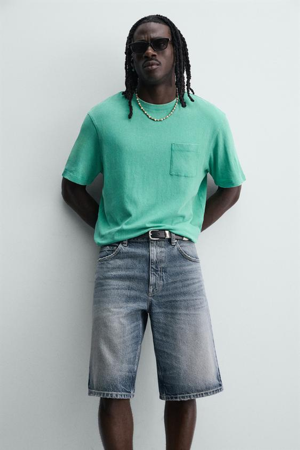 ZARA ДЖИНСОВЫЕ ШОРТЫ RELAXED FIT, СИНИЙ