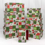 Коробка 34 х 26 х 15.3 см Набор 10 шт "Новогодние узоры" (Зеленый)