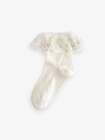 Носки хлопковые с рюшами для девочки Next 263-581, 2 шт., Кремовый