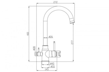 Смеситель Steel Hammer SH 763 INOX GRAFIT PVD для кухонной мойки