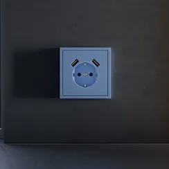 Накладка для розетки с заземлением и защитными шторками, с USB A+A, S70 (деним) vls000915