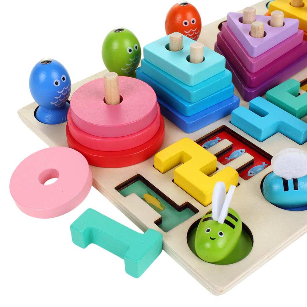 Развивающая игрушка 4 в 1 деревянная (рыбалка + 3 сортера), коробка C-41644