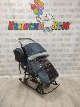 Санки-коляски Galaxy Snow Glory Gloss зеленый-серый