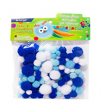 Декоративный материал Alingar, "Морские цвета" (син,голуб,бел), пушистые помпоны, 80 шт, микс, пакет с европодвесом