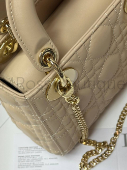 Женская сумка Lady Dior My ABC квадратная бежевого цвета