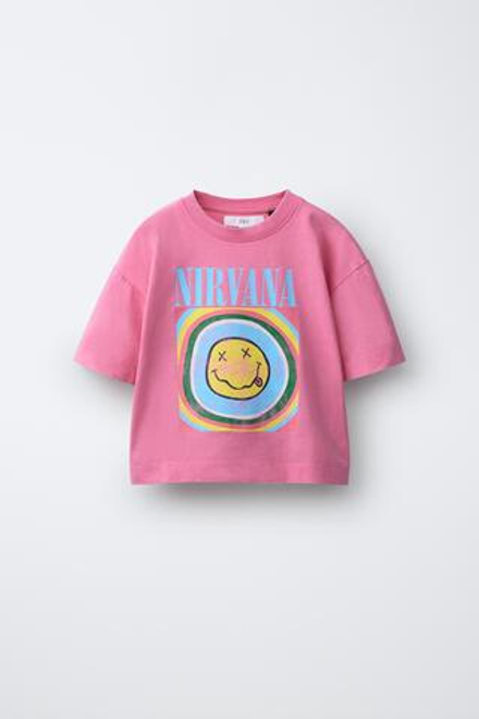 ZARA ФУТБОЛКА С ПРИНТОМ NIRVANA®, РОЗОВЫЙ