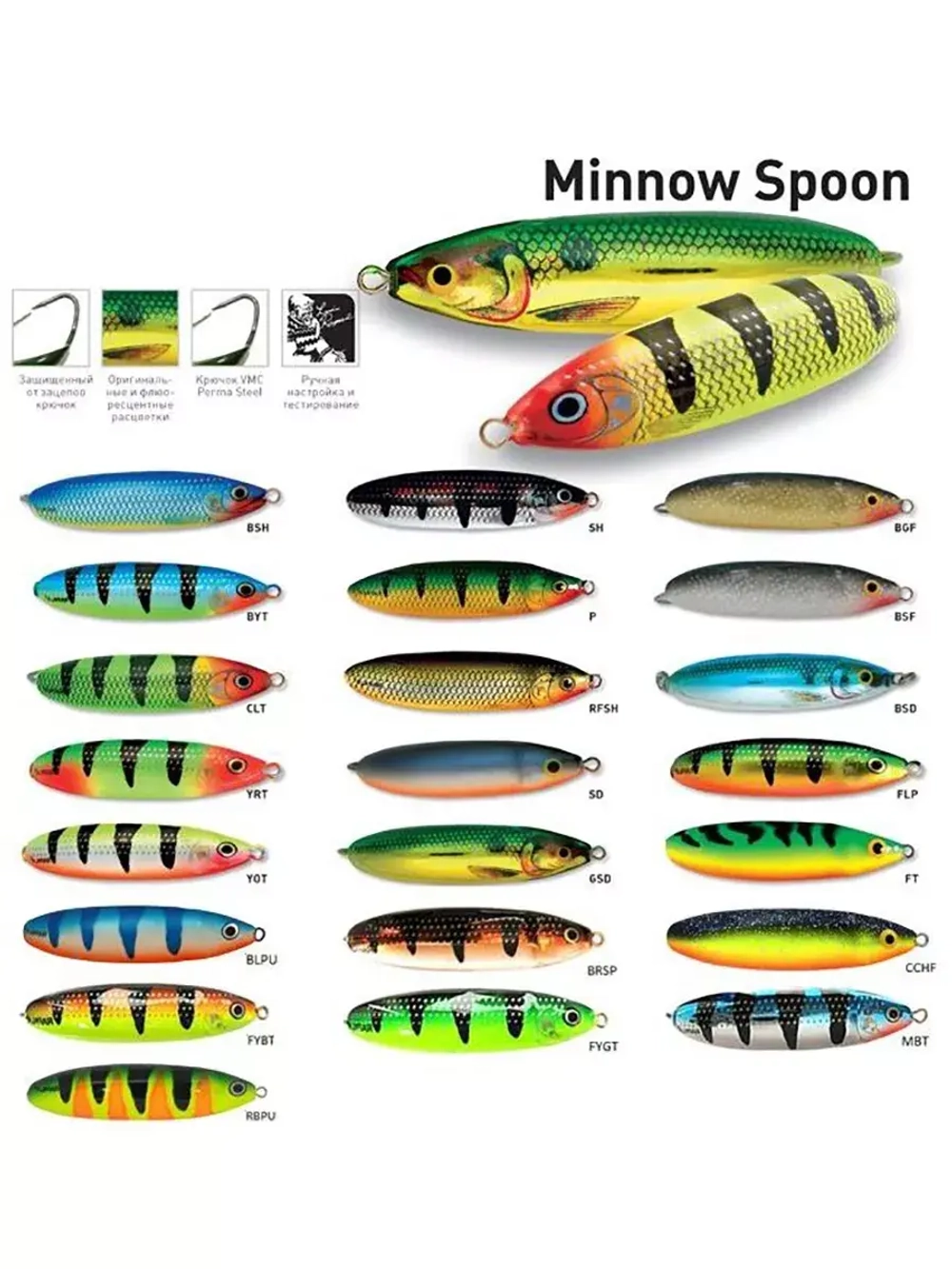 Блесна для рыбалки колебалка Minnow Spoon, 8см, 22гр
