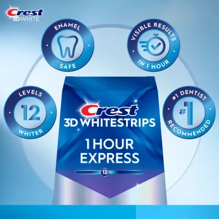 Отбеливающие полоски для зубов Crest 3D Whitestrips 1-Hour Express