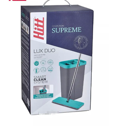 Набор для уборки Hitt Supreme Lux Duo c отжимным механизмом/ведро 6л+4л/швабра 125 см с насадкой из микрофибры 32x12 см