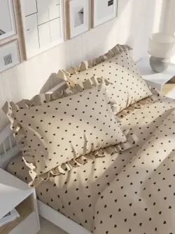 Декоративная наволочка с рюшами, оборками "Адель" 50х70 см, 1 шт, без молнии