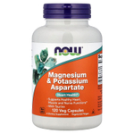 NOW Foods, магний, аспартат калия с таурином, 120 вегетарианских капсул