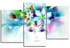 Модульная картина "Девушка бабочка"