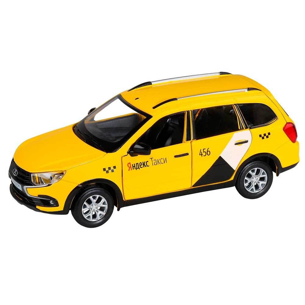 Яндекс Go 1:24 LADA GRANTA CROSS, желтый, открываются 4 двери, капот, багажник