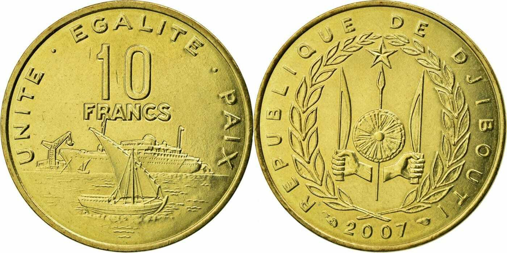 Джибути 10 франков, 1977-2017 UNC