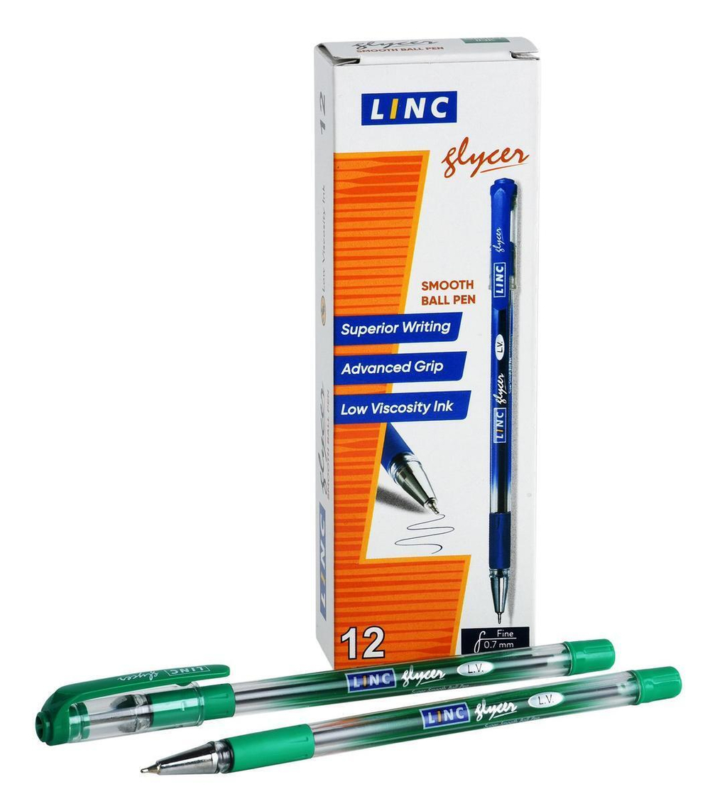 Ручка шариковая 0,7мм. зеленая "Glycer" (Linc)