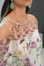 Очаровательная сорочка с цветочным рисунком (Размер: XXL) (Цвет: молочный)