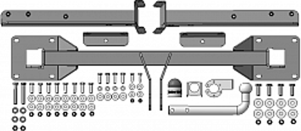 Фаркоп с оцинк. шаром Mercedes GLS-Class x166 2016-2019,  GLE-Class w166 2015-2019,  M-Class w164 2005-2012, w166 2012-2015,  GL-Class x164 2005-2012, x166 2012-2016 , (без электрики, паспорт и сертификат в комплекте) Motodor.91205-A
