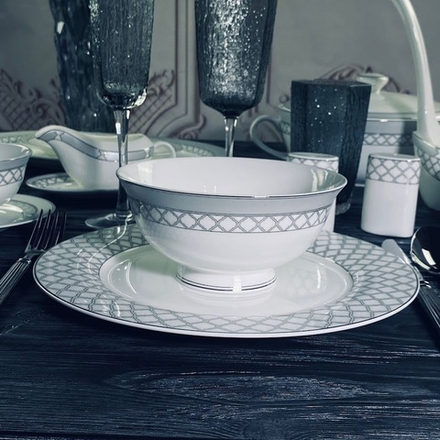 Lenardi 145-608 Набор из 2 салатников 11,5см ВЕРСАЛЬ СЕРЕБРО в под.уп.(х24)Костяной фарфор