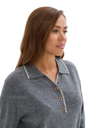 Темно-серое поло с длинным рукавом из шерсти