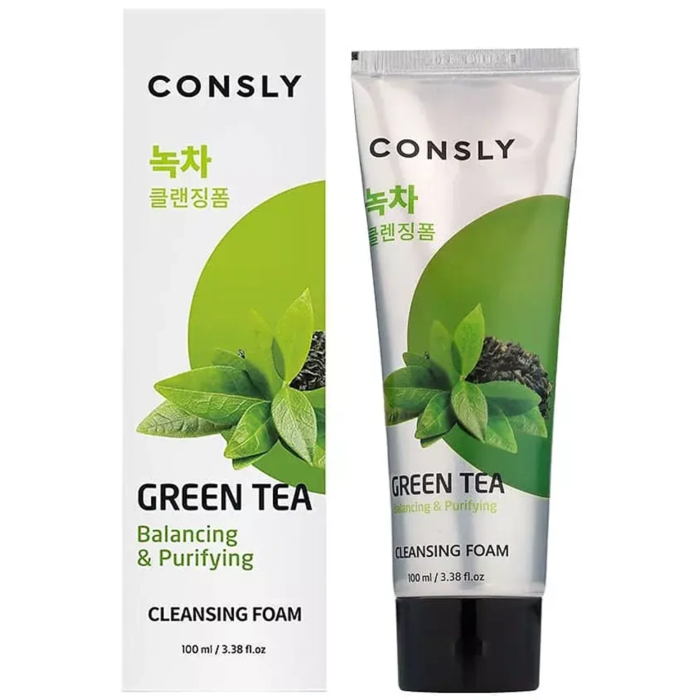 CONSLY Пенка для умывания балансирующая кремовая с экстрактом зеленого чая Green Tea Balancing Creamy Cleansing Foam, 100 мл