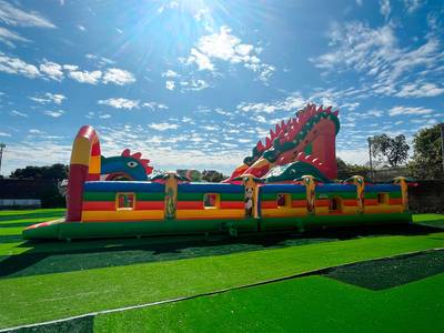 Коммерческий надувной батут «Змей Горыныч» с механизированной головой 14*8*7 м