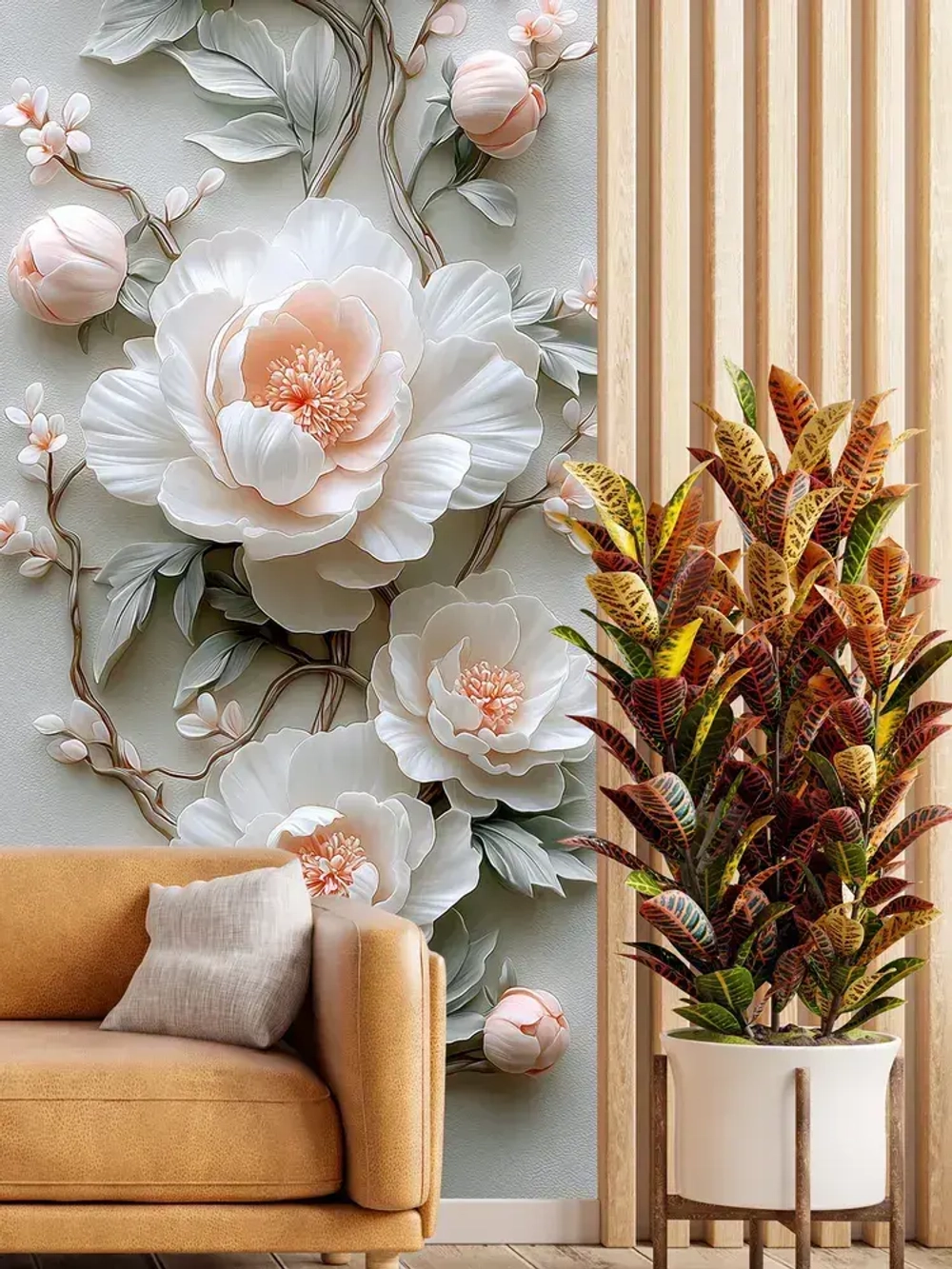 Фотообои флизелиновые PosterMarket "Цветы 3Д" 100х270 см