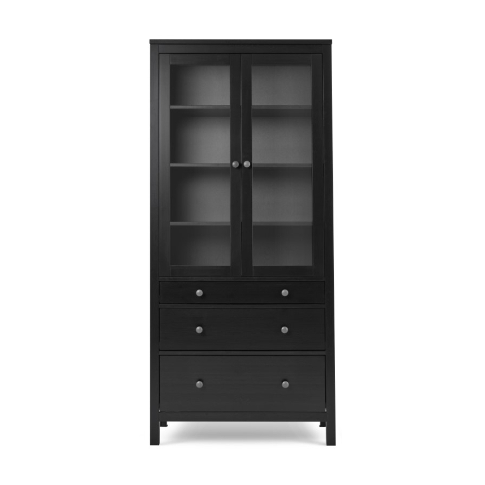 Шкаф-витрина Хемнэс Hemnes/Кымор, 3 ящика, 90х198х37 см, черный