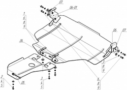 Защита картера Двигателя, КПП. 2 мм, Сталь. для Subaru Forester 2008-2013 MOTODOR.02227
