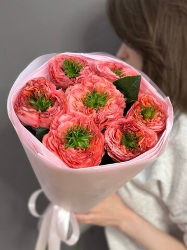 Букет из 7 роз "Мандарин еск-прешн" (Эквадор 60 см)