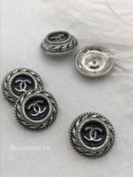 Пуговицы Шан. серебряные с черной эмалью и ажурным краем