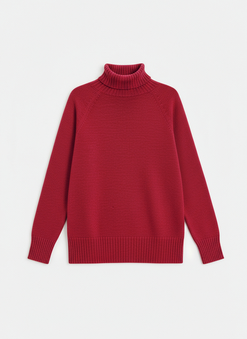 Свитер с высокой горловиной в рубчик