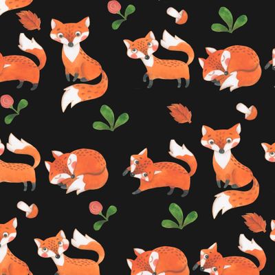 Ряды лисичек на черном фонге (лисы)