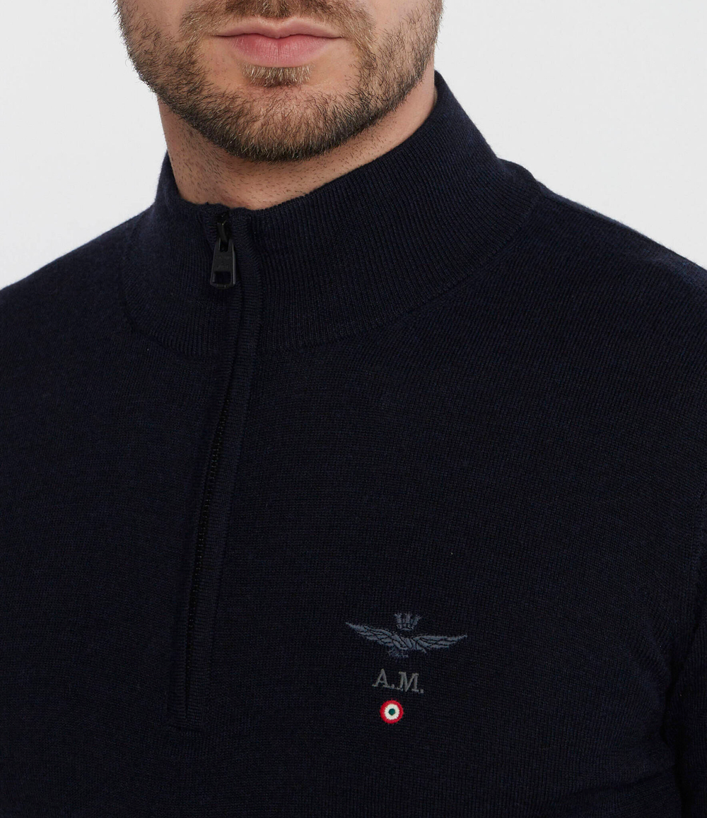 Хлопковый свитер Aeronautica Militare - темно-синий(MA1389L415)
